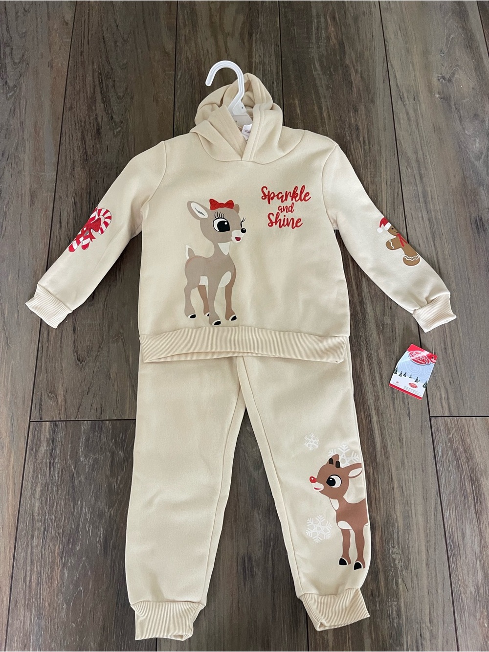 Rudolph the Red-Nosed Reindeer girls Hoodie & Sweatpants Set cream & red size 4T